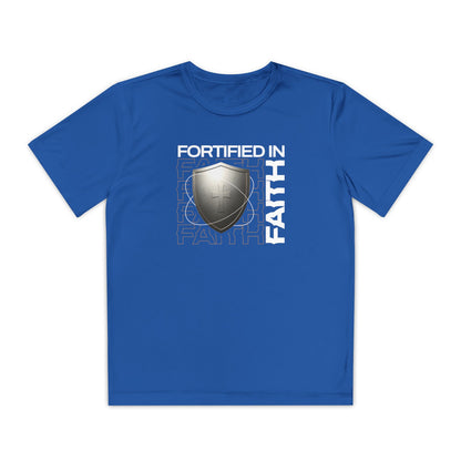 "Fortified In Faith " Unisex Youth Competitor Tee - The Shield of Light