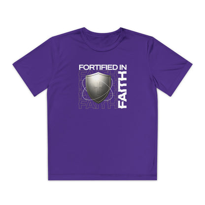 "Fortified In Faith " Unisex Youth Competitor Tee - The Shield of Light