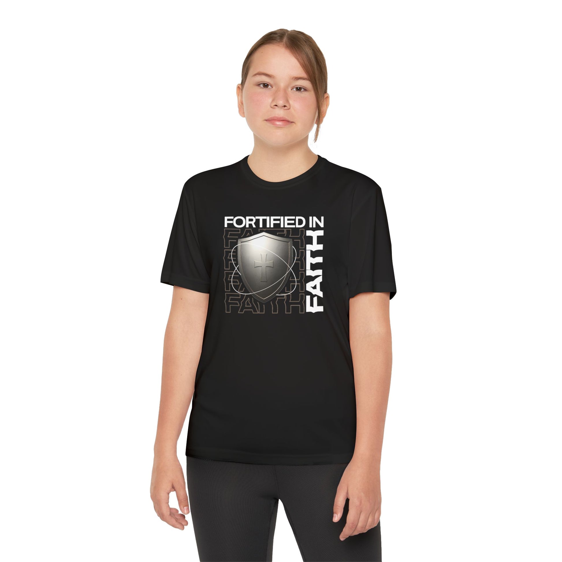"Fortified In Faith " Unisex Youth Competitor Tee - The Shield of Light