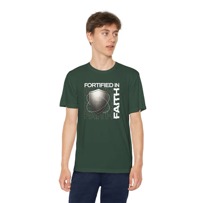 "Fortified In Faith " Unisex Youth Competitor Tee - The Shield of Light