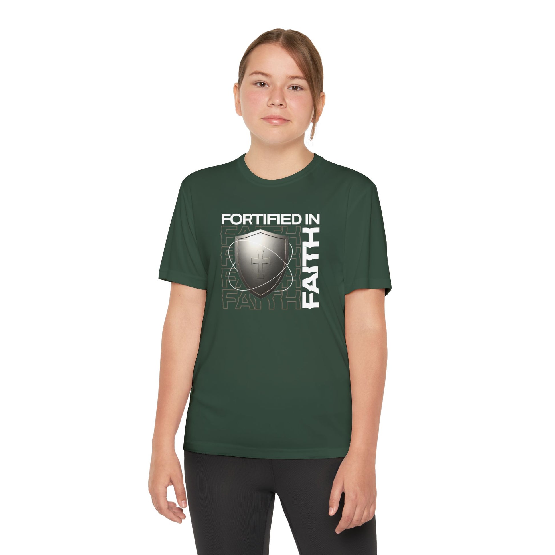 "Fortified In Faith " Unisex Youth Competitor Tee - The Shield of Light