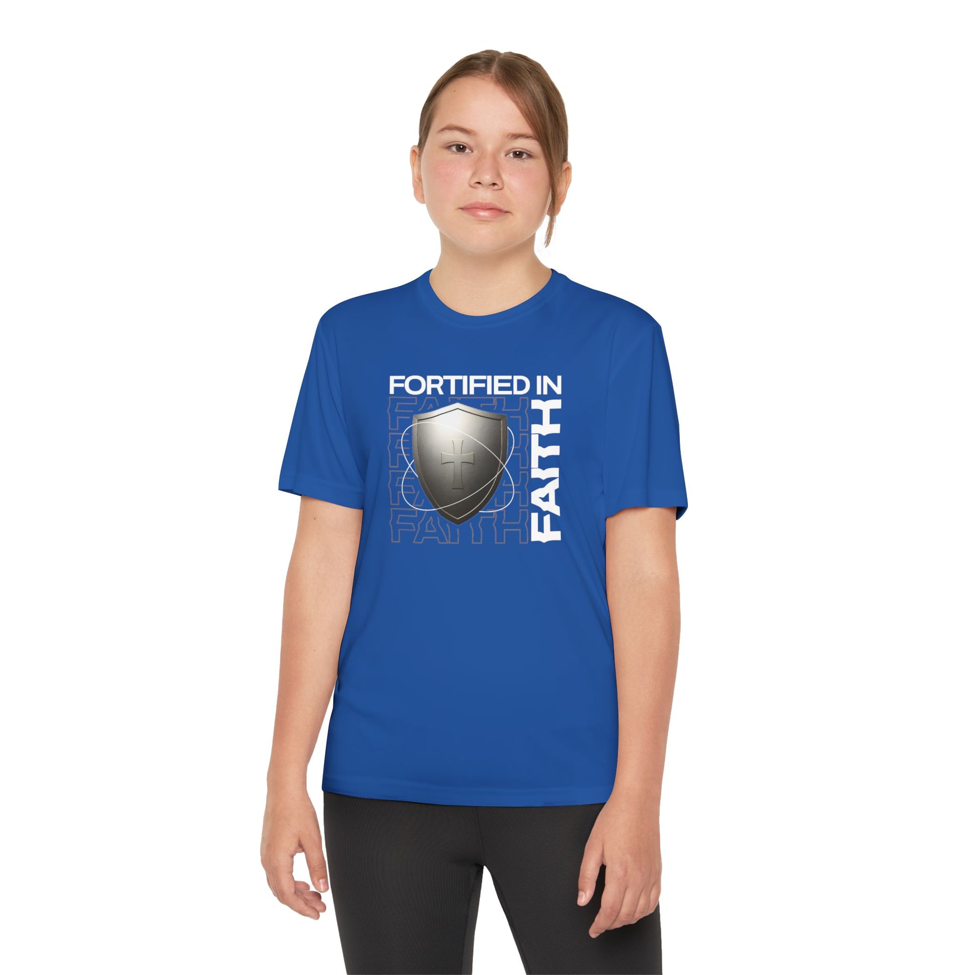 "Fortified In Faith " Unisex Youth Competitor Tee - The Shield of Light