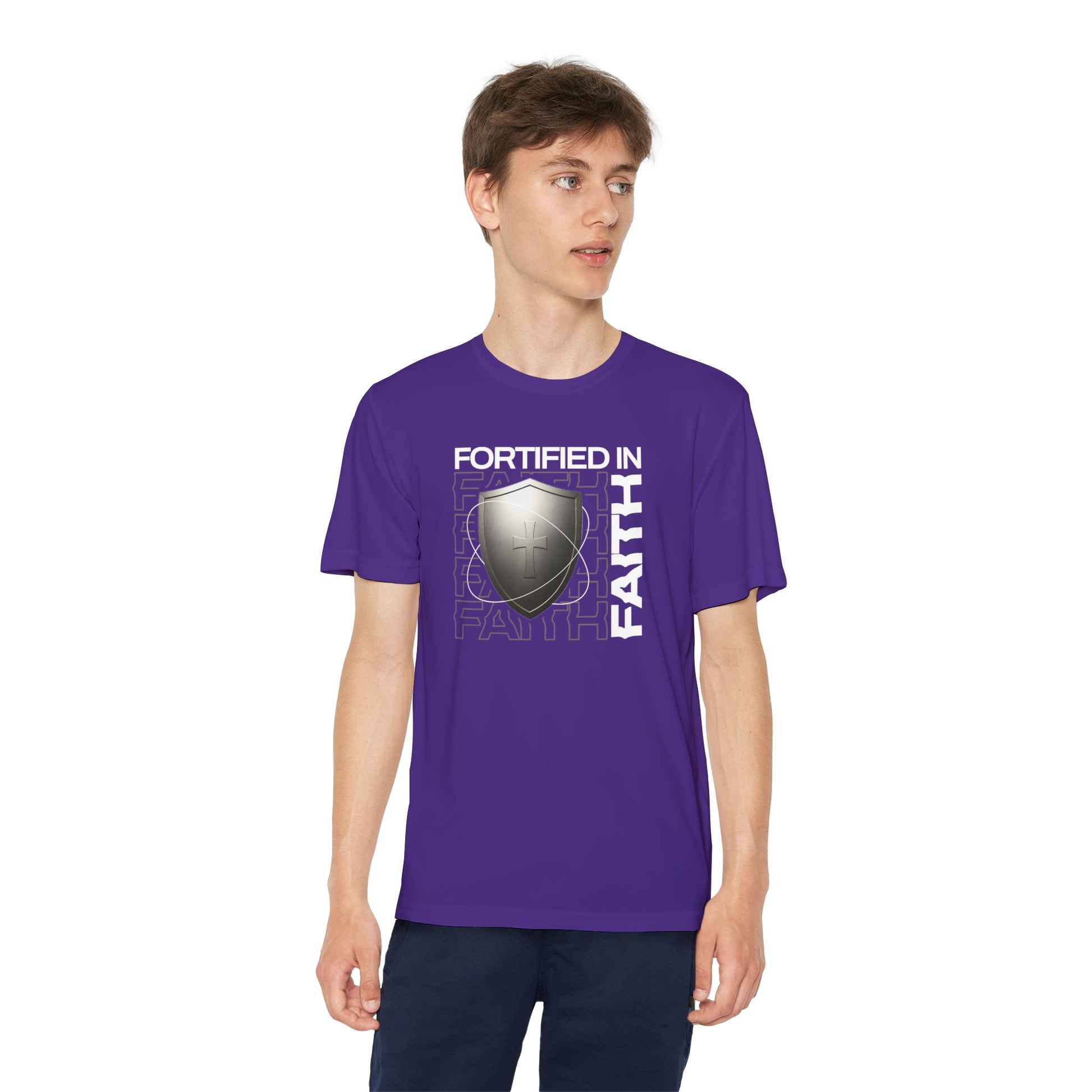 "Fortified In Faith " Unisex Youth Competitor Tee - The Shield of Light