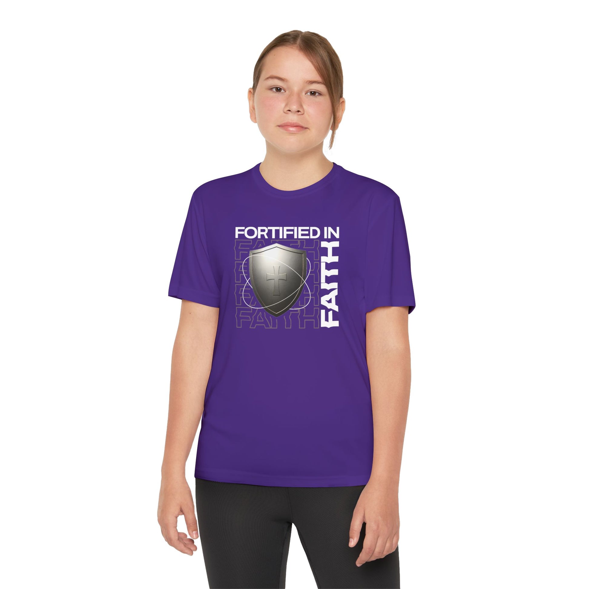 "Fortified In Faith " Unisex Youth Competitor Tee - The Shield of Light