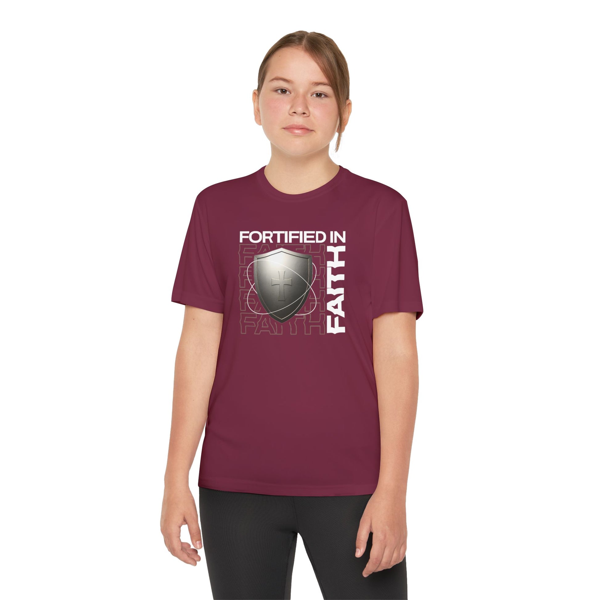 "Fortified In Faith " Unisex Youth Competitor Tee - The Shield of Light