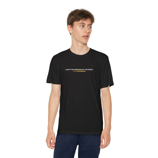 "Live By the Kingdom Not the World Colossians 3:2" Unisex Youth Competitor Tee - The Shield of Light