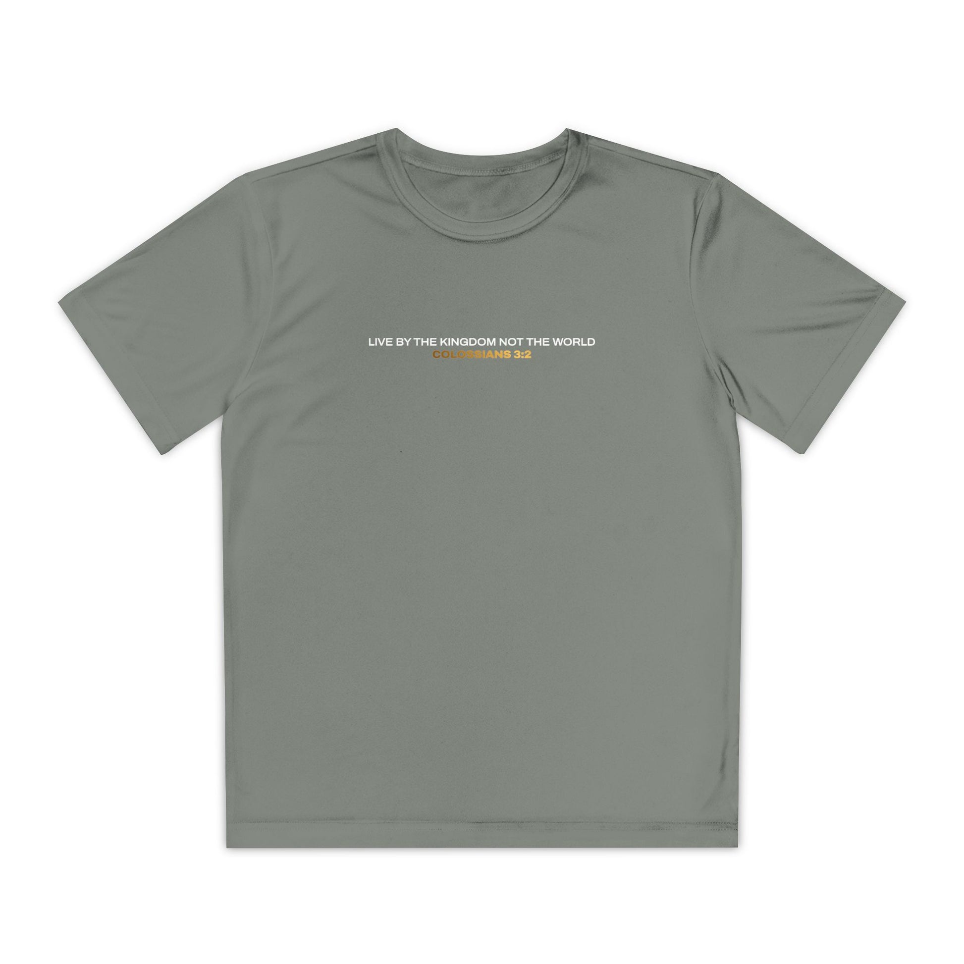 "Live By the Kingdom Not the World Colossians 3:2" Unisex Youth Competitor Tee - The Shield of Light