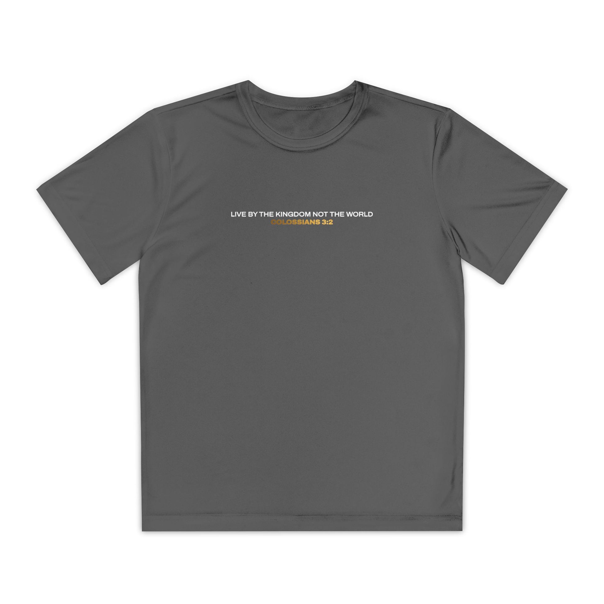 "Live By the Kingdom Not the World Colossians 3:2" Unisex Youth Competitor Tee - The Shield of Light