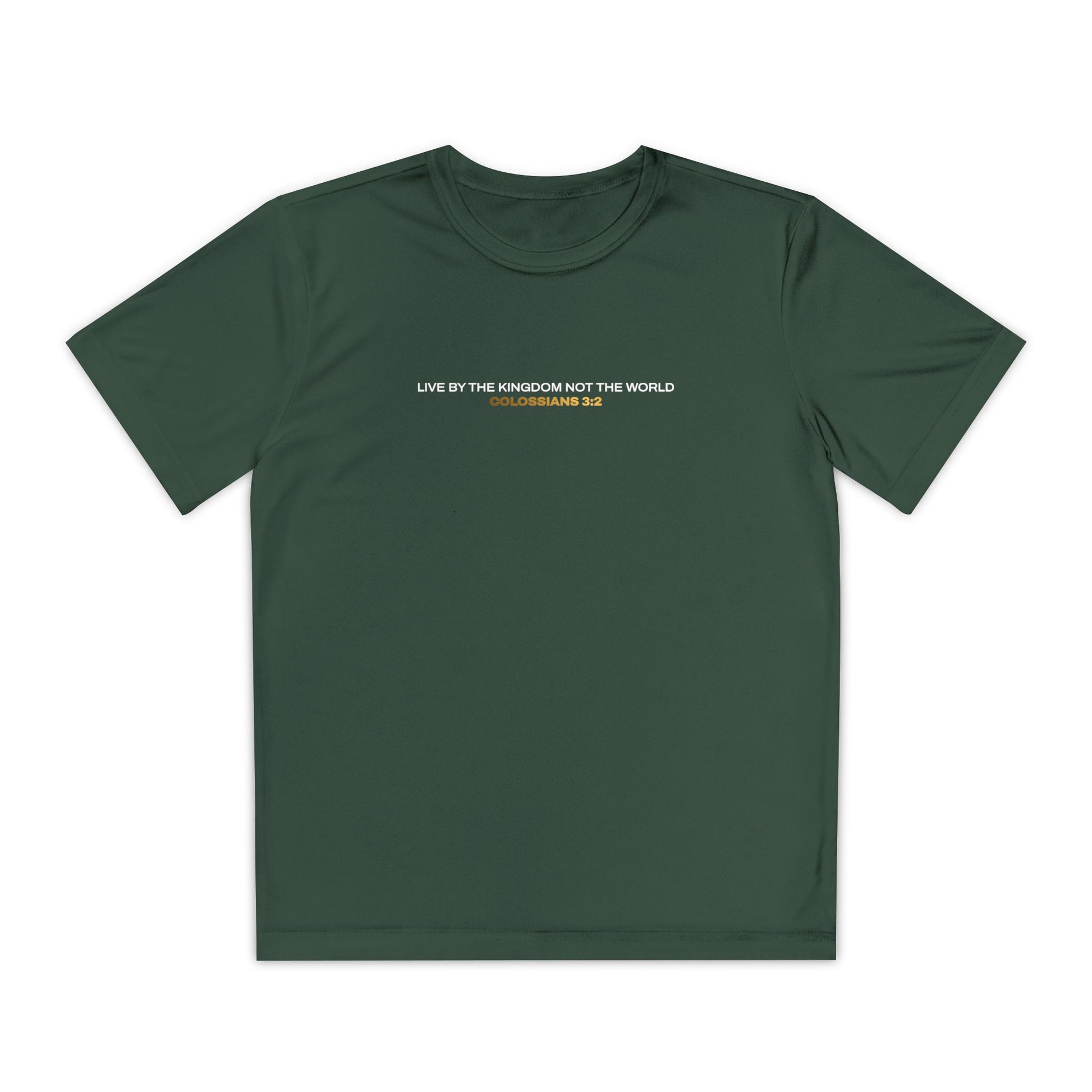 "Live By the Kingdom Not the World Colossians 3:2" Unisex Youth Competitor Tee - The Shield of Light