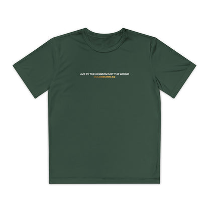 "Live By the Kingdom Not the World Colossians 3:2" Unisex Youth Competitor Tee - The Shield of Light