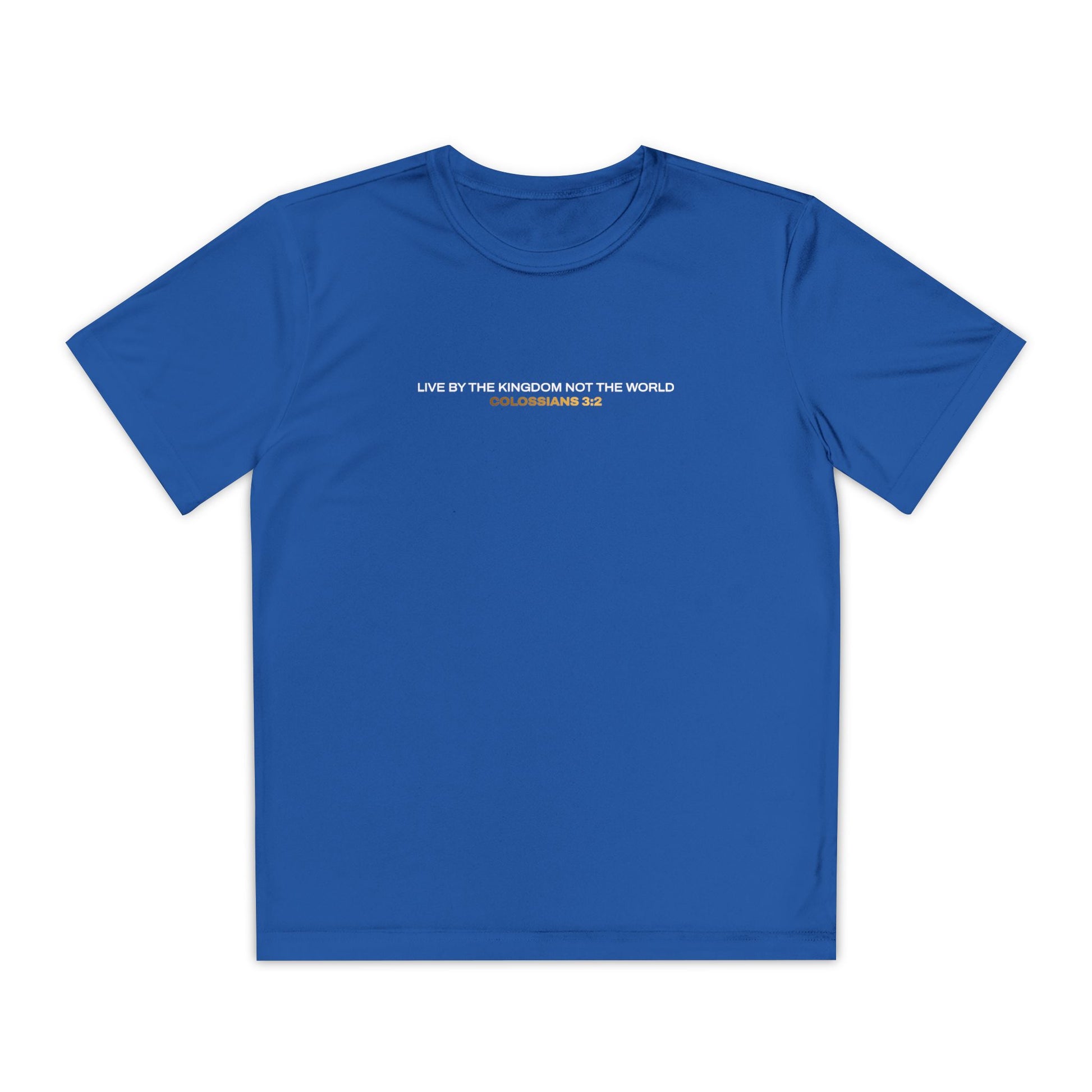 "Live By the Kingdom Not the World Colossians 3:2" Unisex Youth Competitor Tee - The Shield of Light