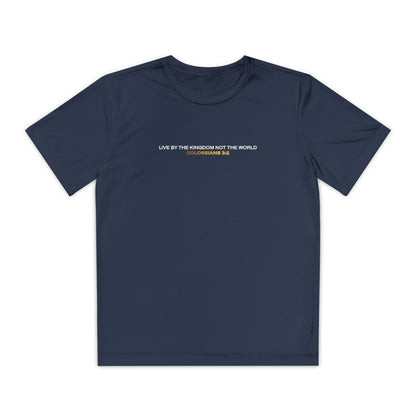 "Live By the Kingdom Not the World Colossians 3:2" Unisex Youth Competitor Tee - The Shield of Light