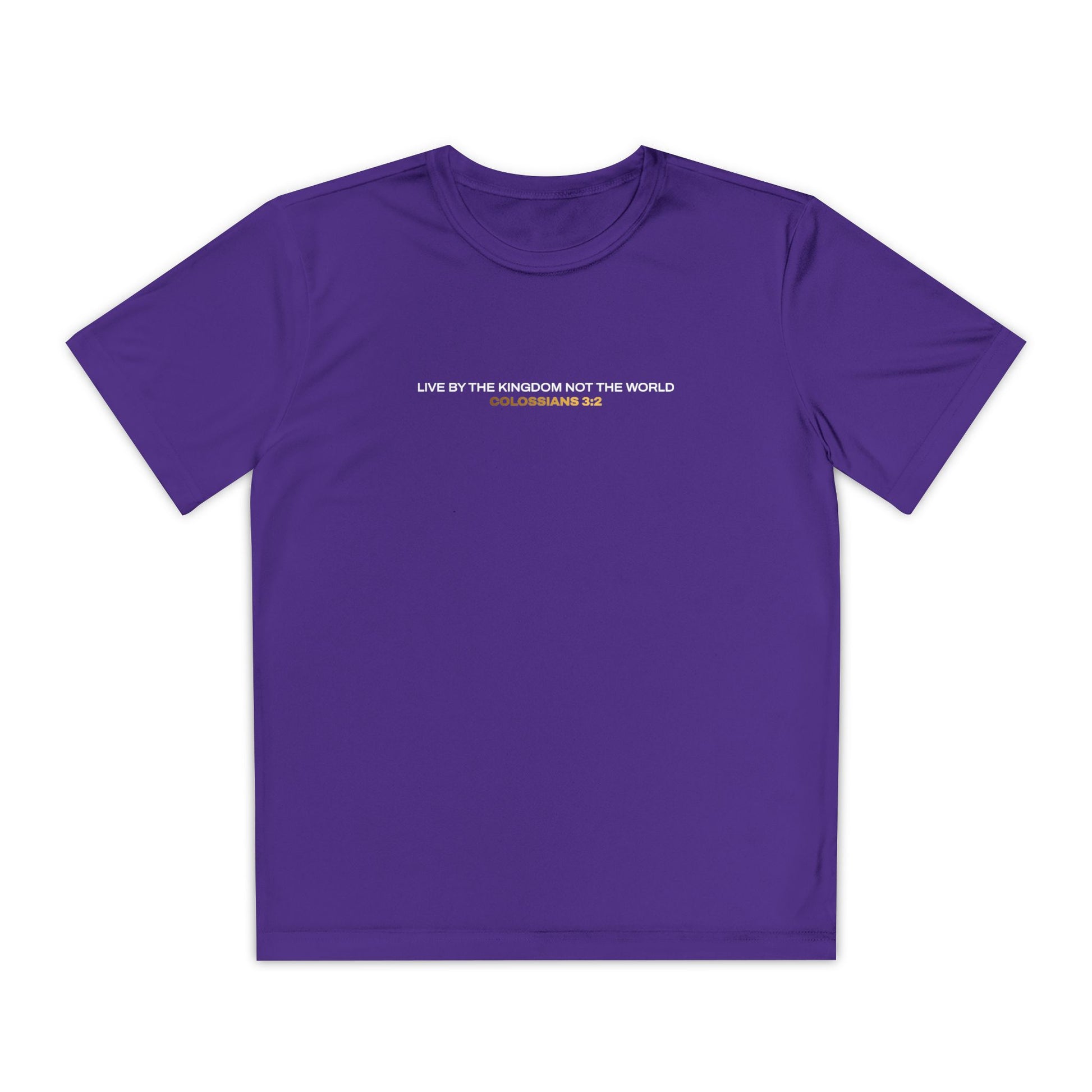 "Live By the Kingdom Not the World Colossians 3:2" Unisex Youth Competitor Tee - The Shield of Light
