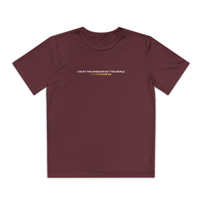 "Live By the Kingdom Not the World Colossians 3:2" Unisex Youth Competitor Tee - The Shield of Light