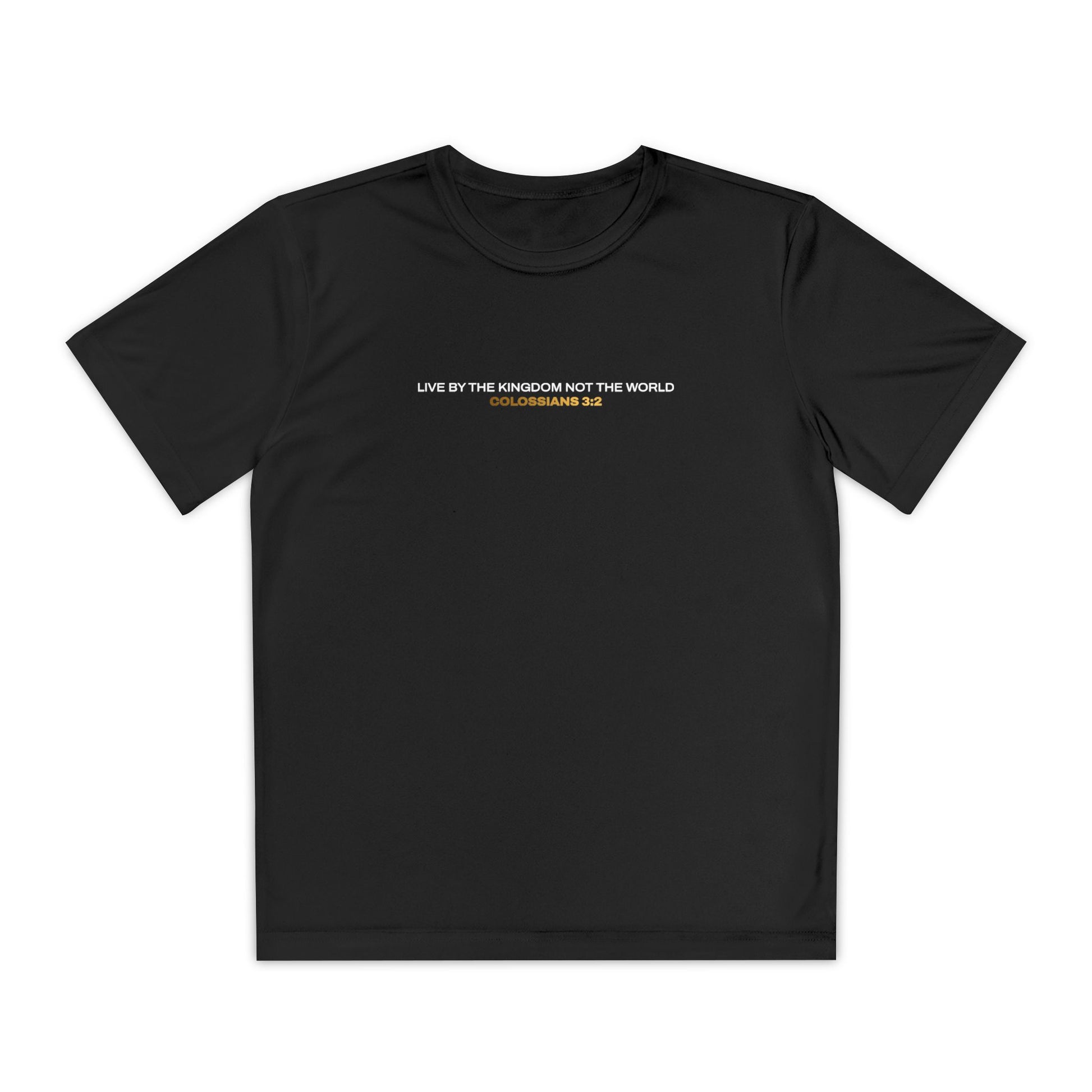 "Live By the Kingdom Not the World Colossians 3:2" Unisex Youth Competitor Tee - The Shield of Light