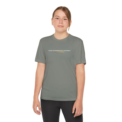 "Live By the Kingdom Not the World Colossians 3:2" Unisex Youth Competitor Tee - The Shield of Light