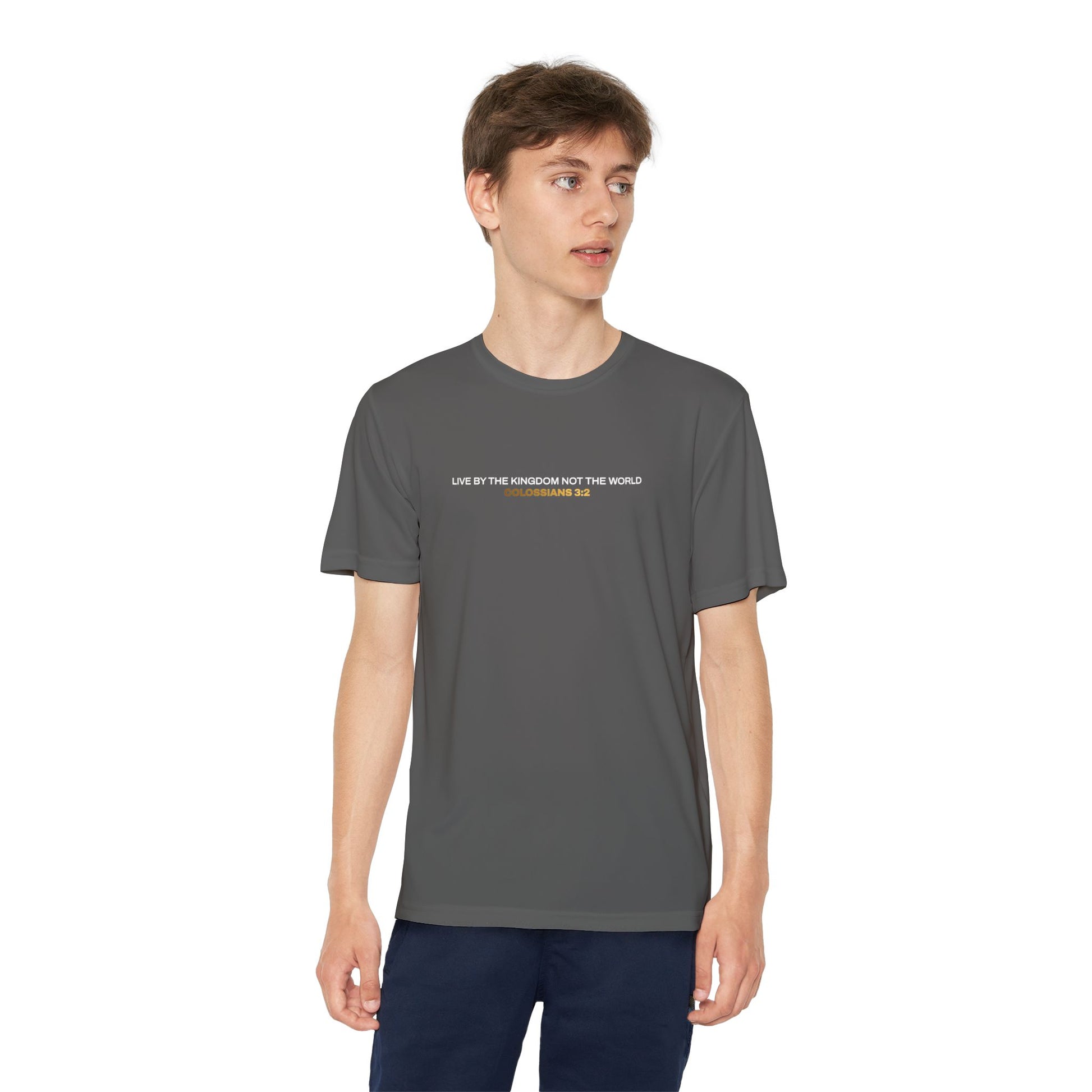 "Live By the Kingdom Not the World Colossians 3:2" Unisex Youth Competitor Tee - The Shield of Light