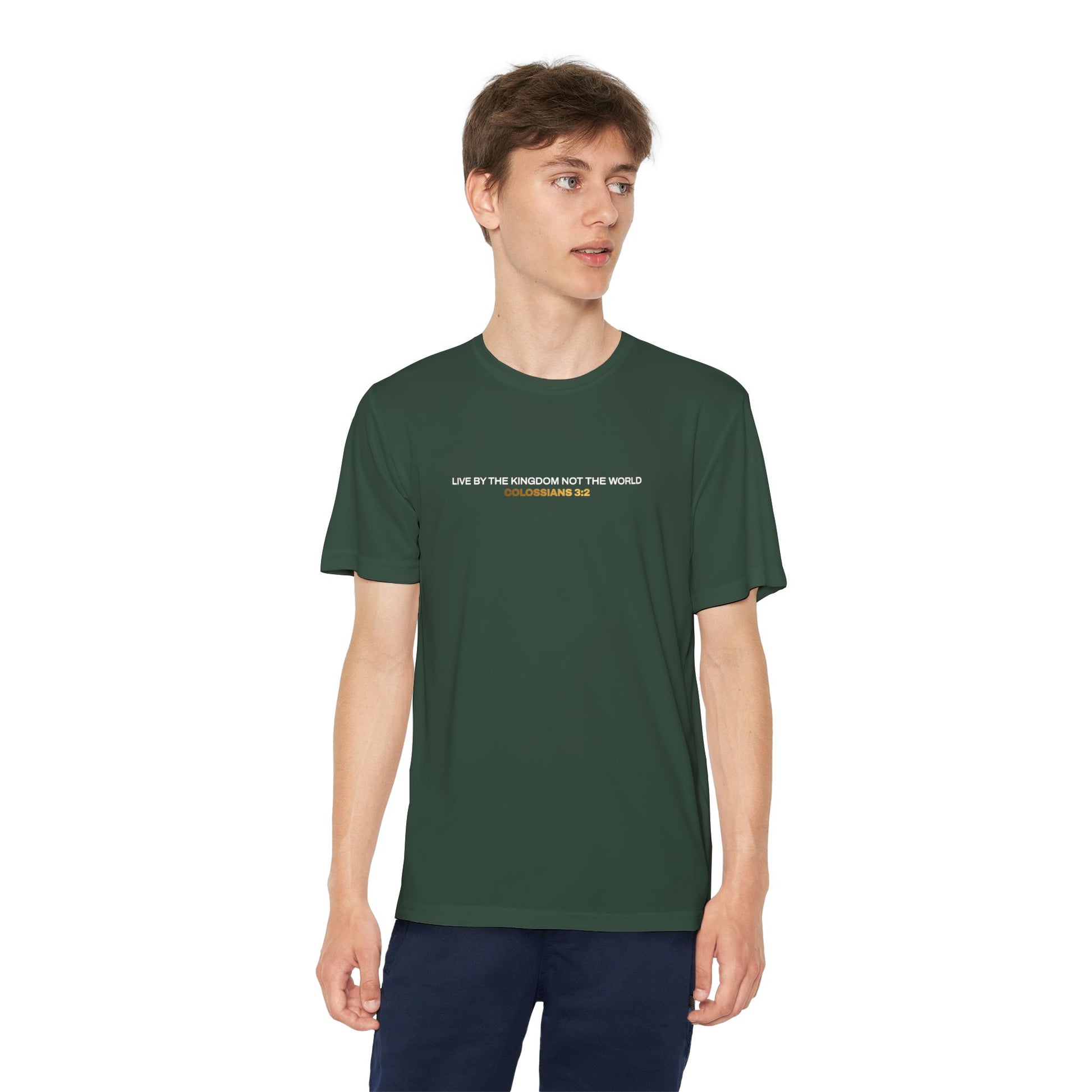 "Live By the Kingdom Not the World Colossians 3:2" Unisex Youth Competitor Tee - The Shield of Light