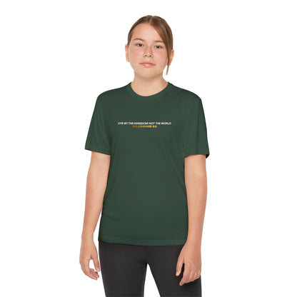 "Live By the Kingdom Not the World Colossians 3:2" Unisex Youth Competitor Tee - The Shield of Light