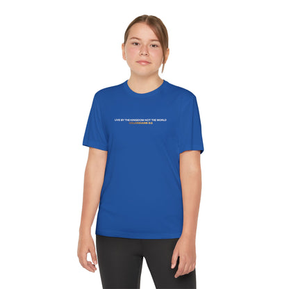 "Live By the Kingdom Not the World Colossians 3:2" Unisex Youth Competitor Tee - The Shield of Light