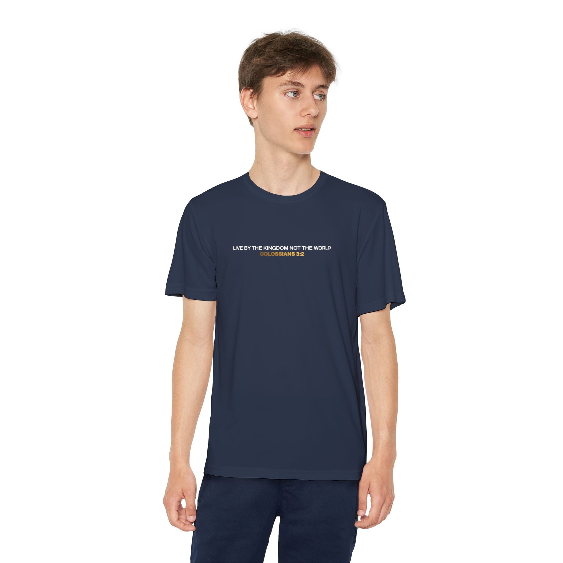 "Live By the Kingdom Not the World Colossians 3:2" Unisex Youth Competitor Tee - The Shield of Light