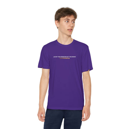 "Live By the Kingdom Not the World Colossians 3:2" Unisex Youth Competitor Tee - The Shield of Light