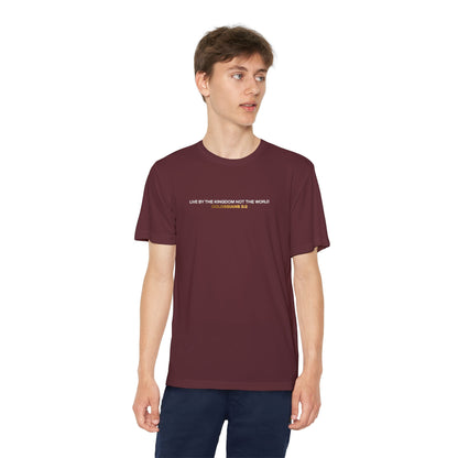 "Live By the Kingdom Not the World Colossians 3:2" Unisex Youth Competitor Tee - The Shield of Light
