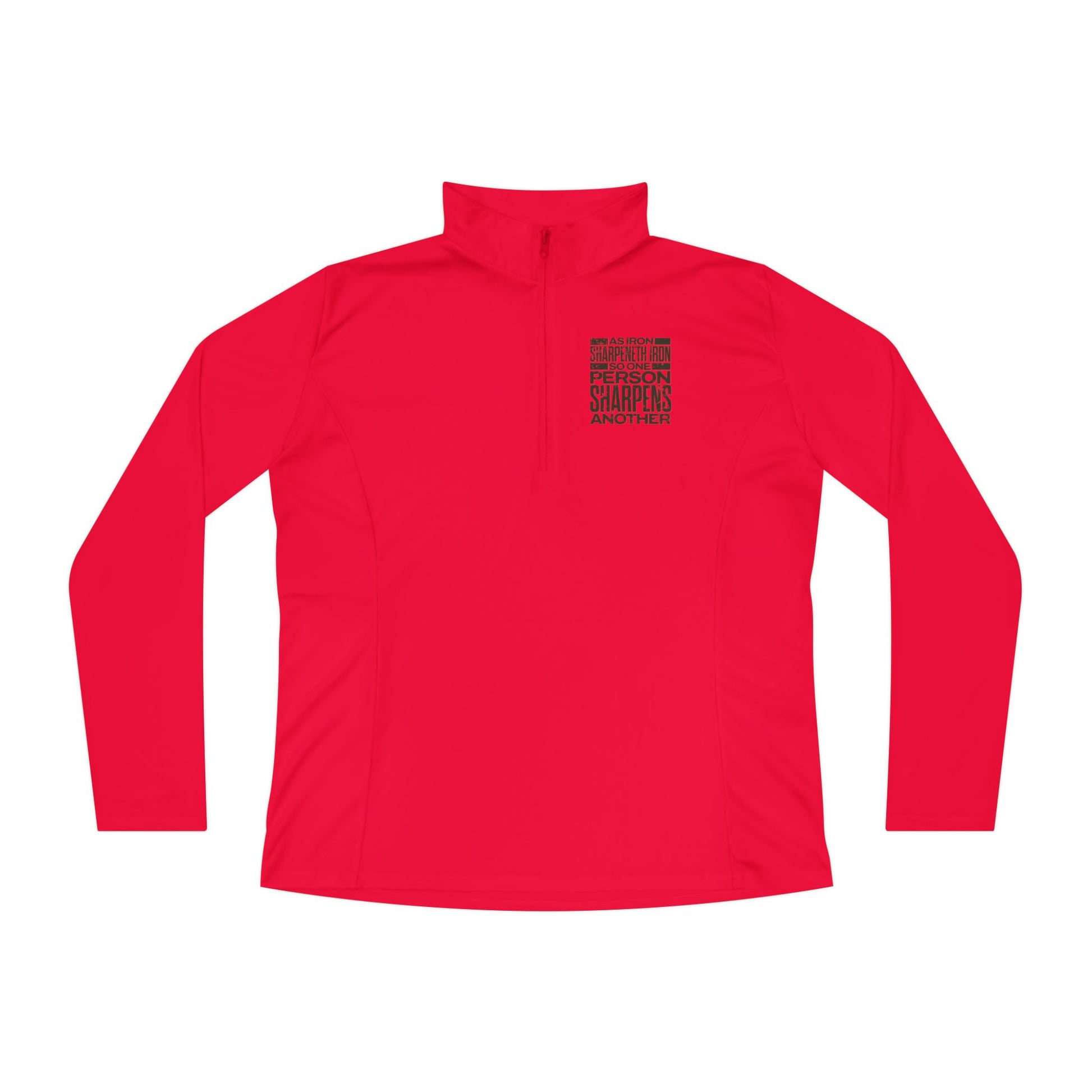 "As Iron Sharpeneth Iron So One Person Sharpens Another" Unisex Ladies Quarter-Zip Pullover - The Shield of Light