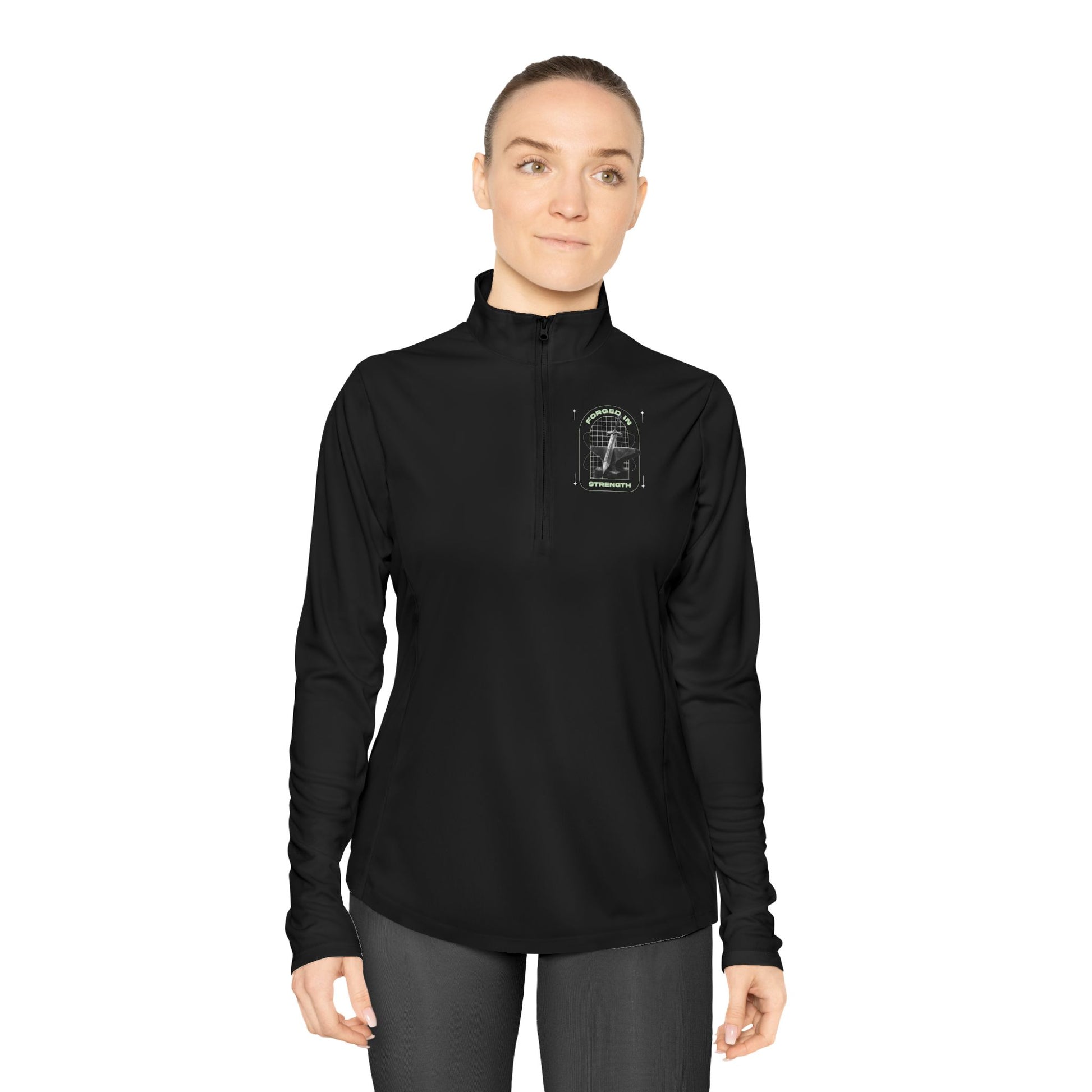 "Forged In Strength" Unisex Ladies Quarter-Zip Pullover - The Shield of Light