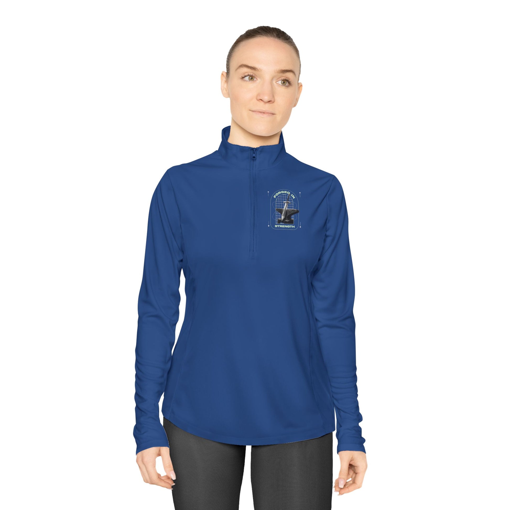 "Forged In Strength" Unisex Ladies Quarter-Zip Pullover - The Shield of Light