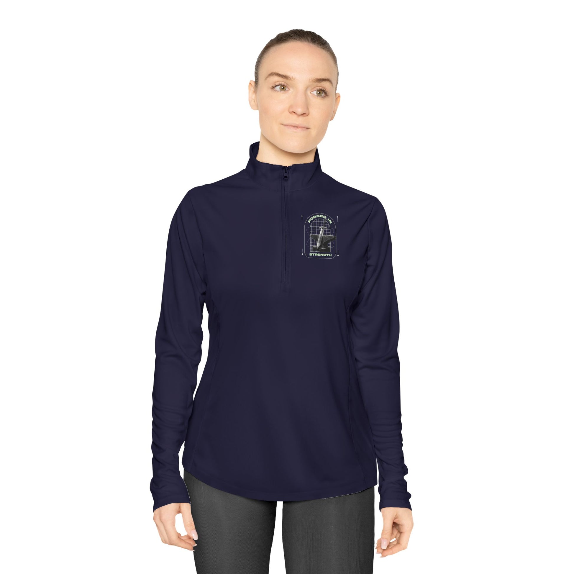 "Forged In Strength" Unisex Ladies Quarter-Zip Pullover - The Shield of Light
