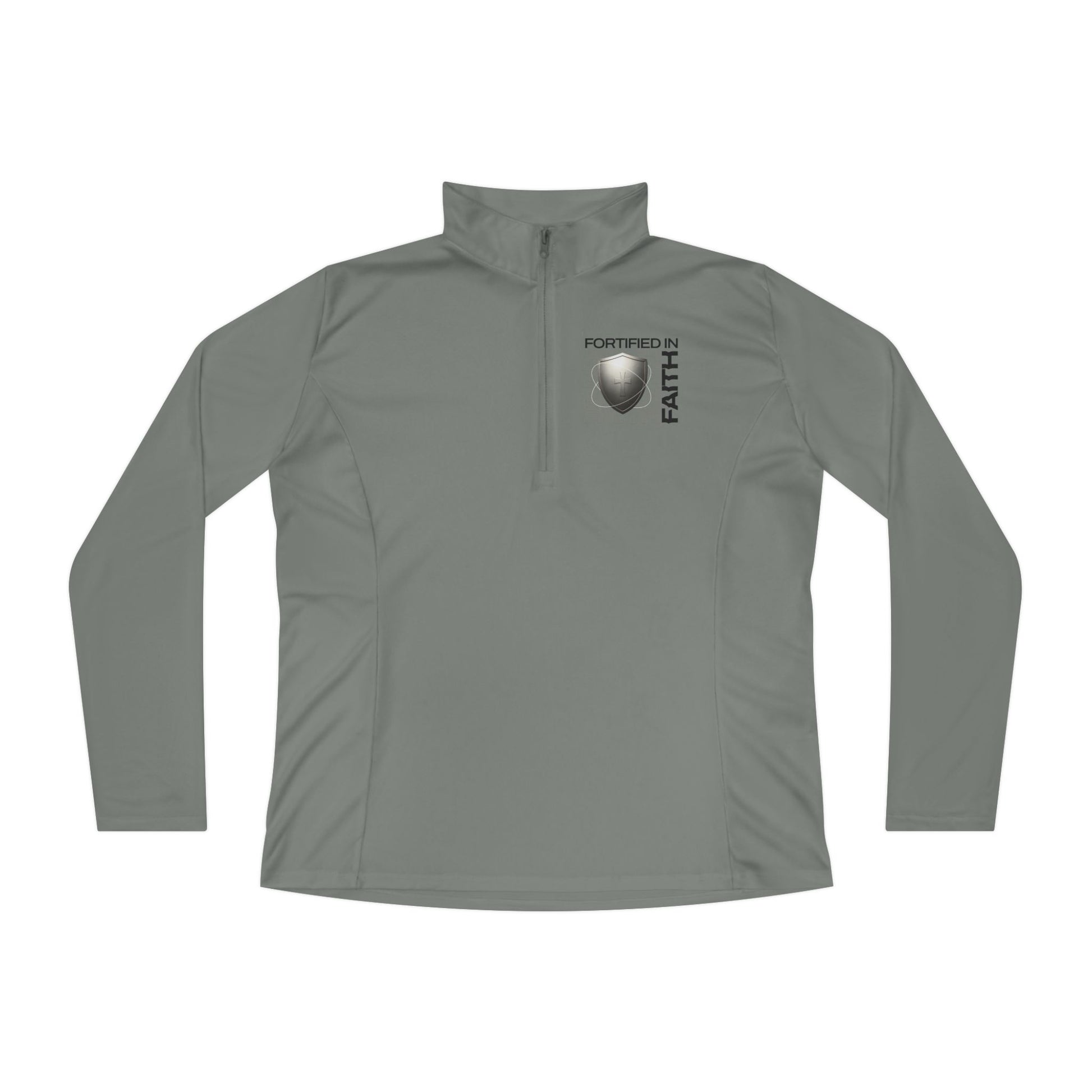 "Fortified In Faith " Unisex Ladies Quarter-Zip Pullover - The Shield of Light