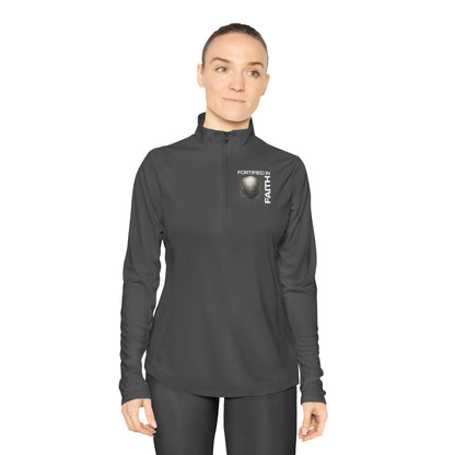 "Fortified In Faith " Unisex Ladies Quarter-Zip Pullover - The Shield of Light
