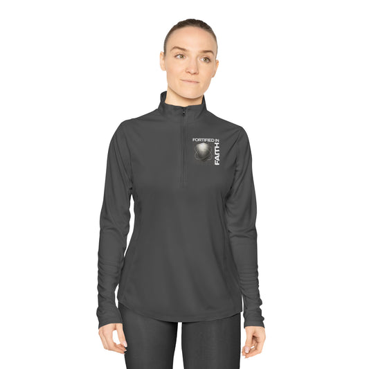 "Fortified In Faith " Unisex Ladies Quarter-Zip Pullover - The Shield of Light