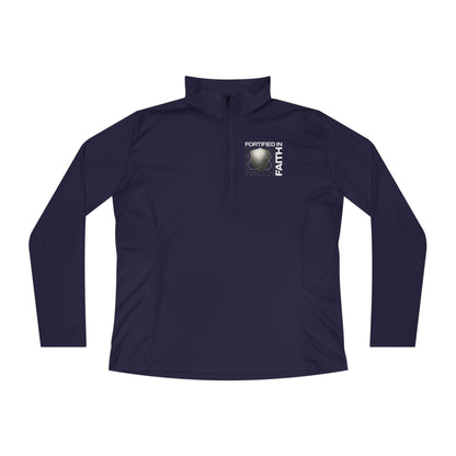 "Fortified In Faith " Unisex Ladies Quarter-Zip Pullover - The Shield of Light