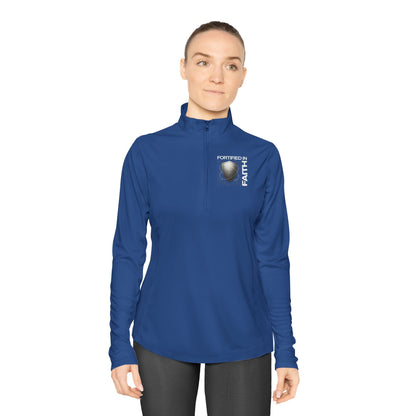 "Fortified In Faith " Unisex Ladies Quarter-Zip Pullover - The Shield of Light