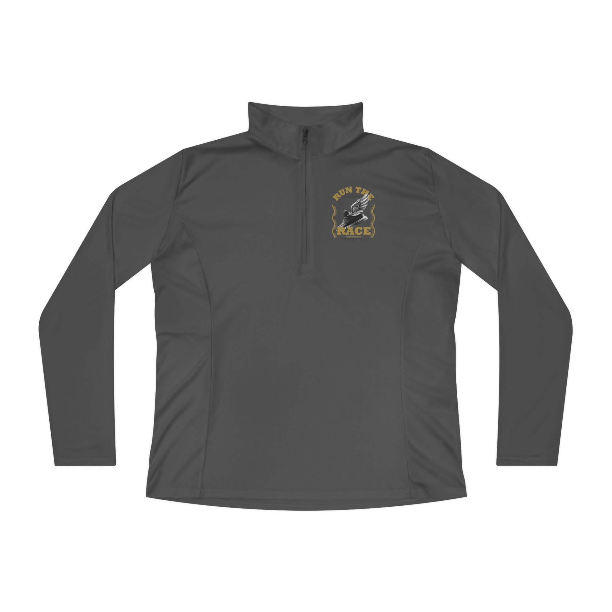 "Run The Race "  Unisex Ladies Quarter-Zip Pullover - The Shield of Light