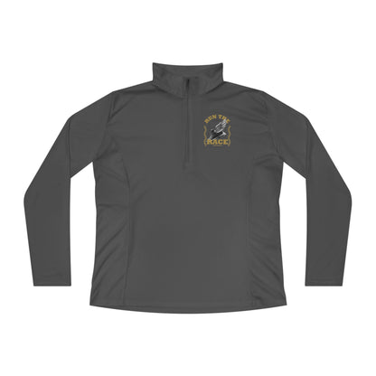 "Run The Race "  Unisex Ladies Quarter-Zip Pullover - The Shield of Light