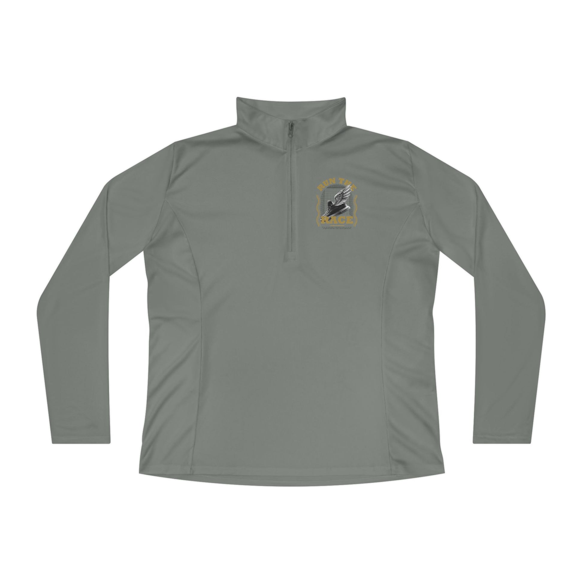 "Run The Race "  Unisex Ladies Quarter-Zip Pullover - The Shield of Light