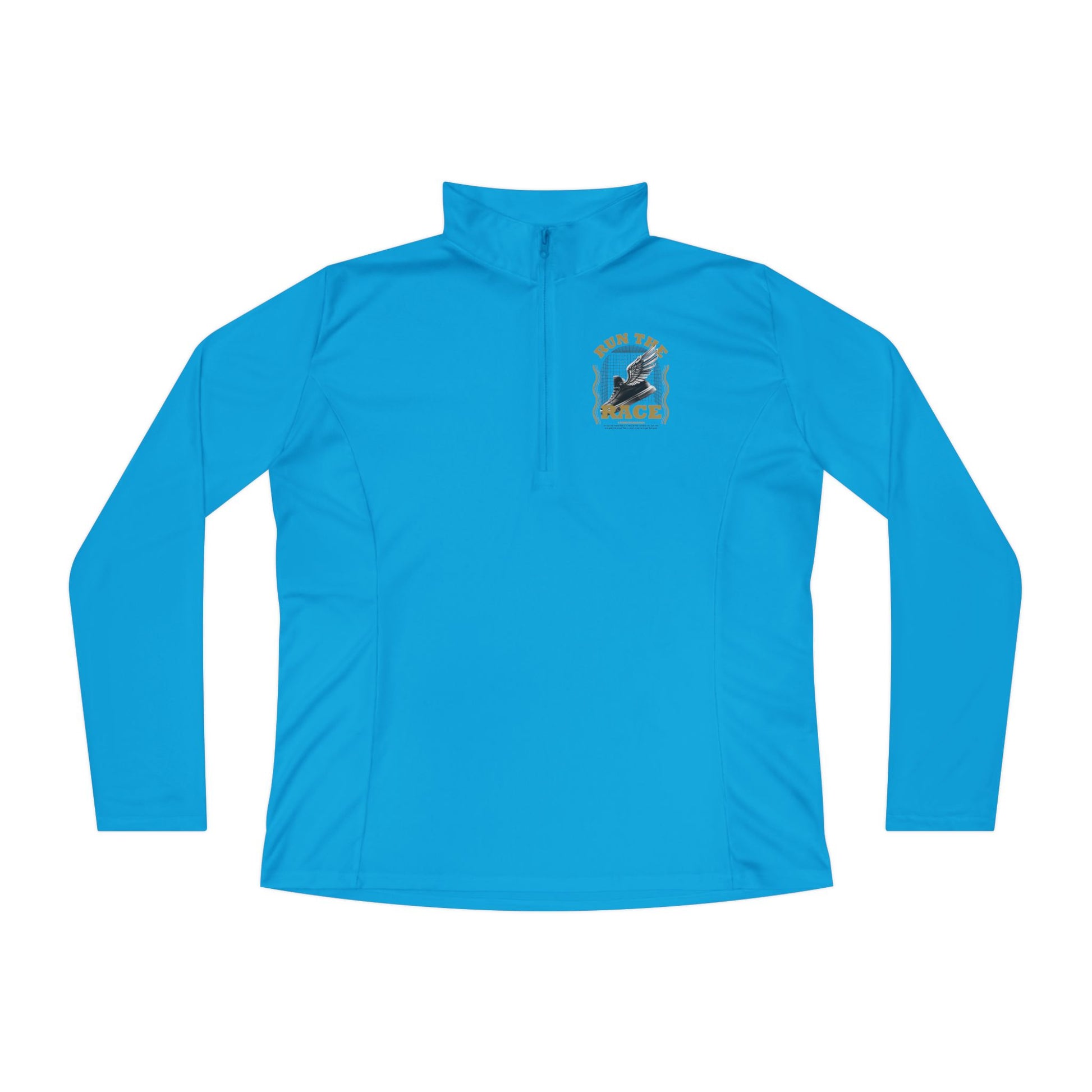 "Run The Race "  Unisex Ladies Quarter-Zip Pullover - The Shield of Light