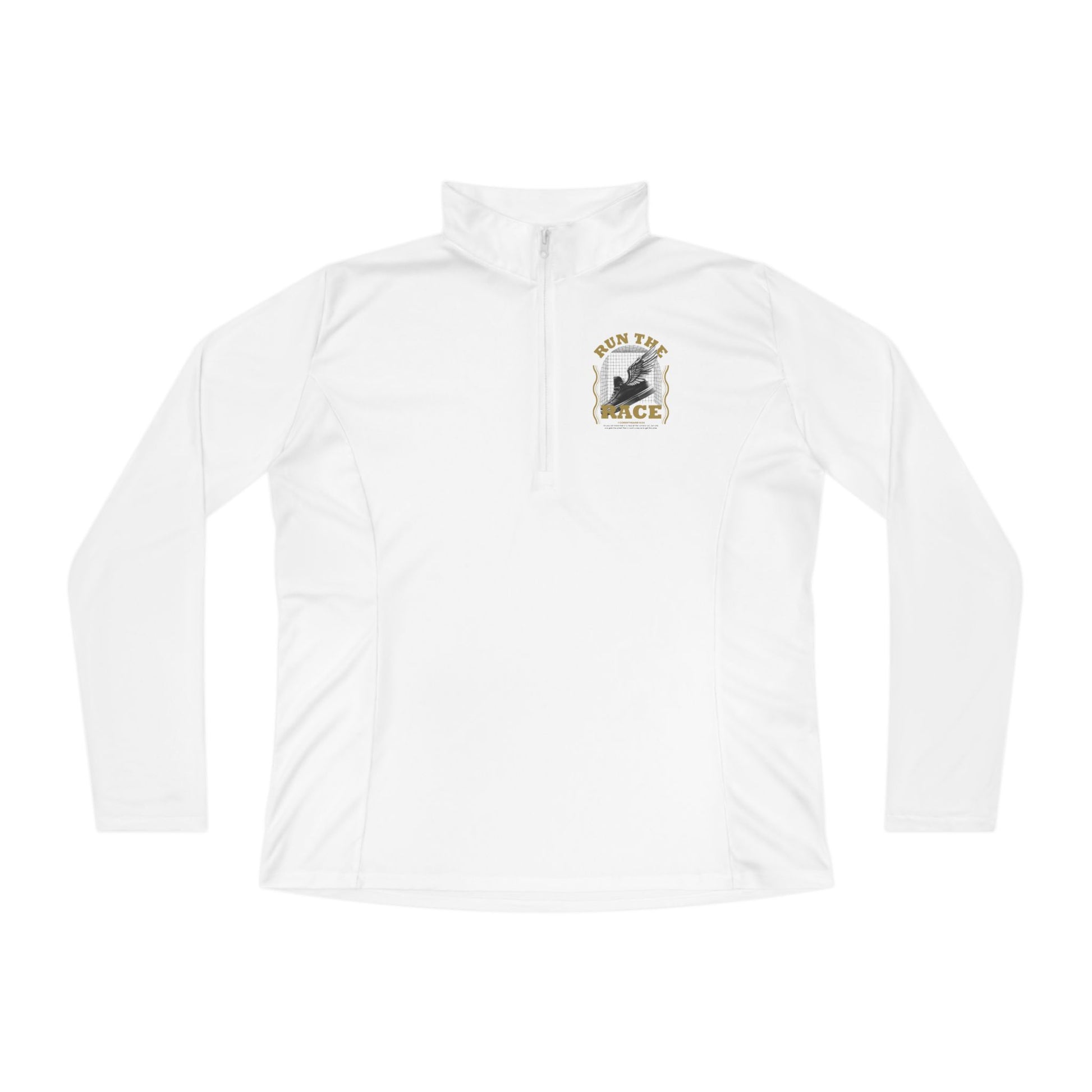 "Run The Race "  Unisex Ladies Quarter-Zip Pullover - The Shield of Light
