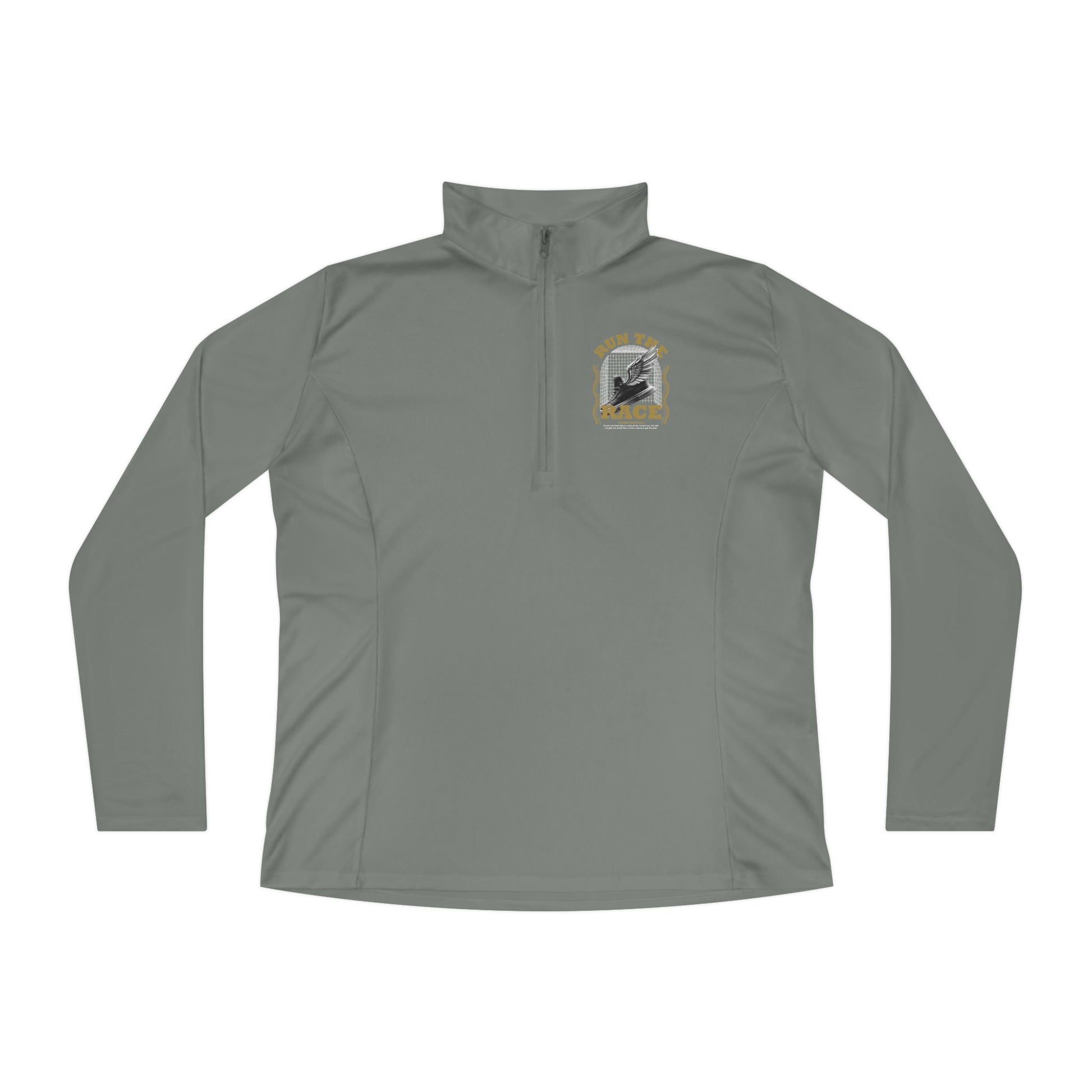 "Run The Race "  Unisex Ladies Quarter-Zip Pullover - The Shield of Light