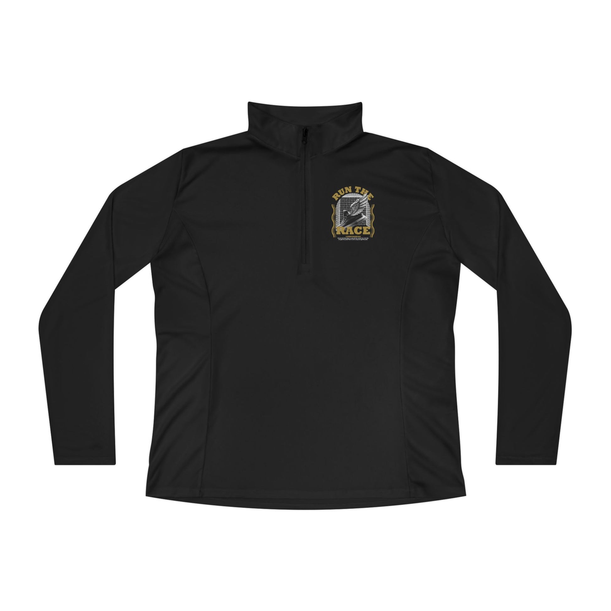 "Run The Race "  Unisex Ladies Quarter-Zip Pullover - The Shield of Light