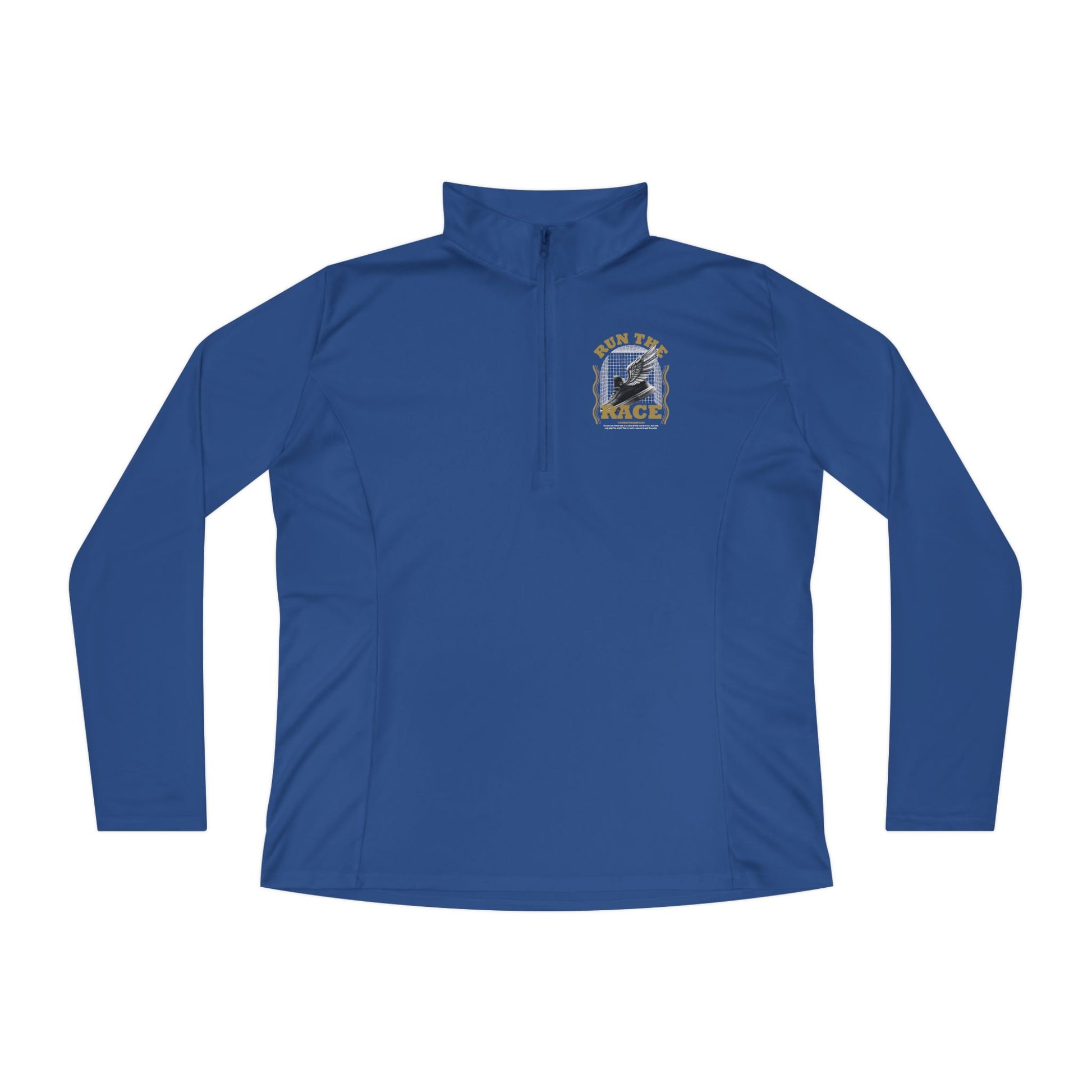 "Run The Race "  Unisex Ladies Quarter-Zip Pullover - The Shield of Light