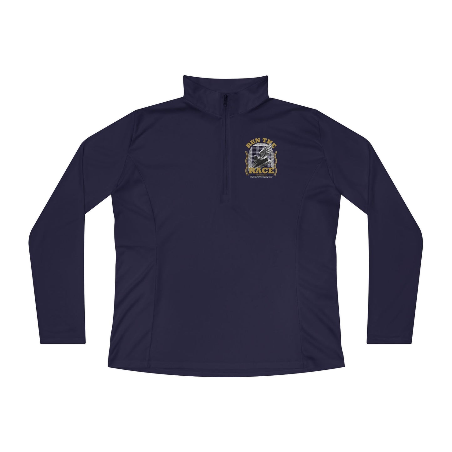"Run The Race "  Unisex Ladies Quarter-Zip Pullover - The Shield of Light