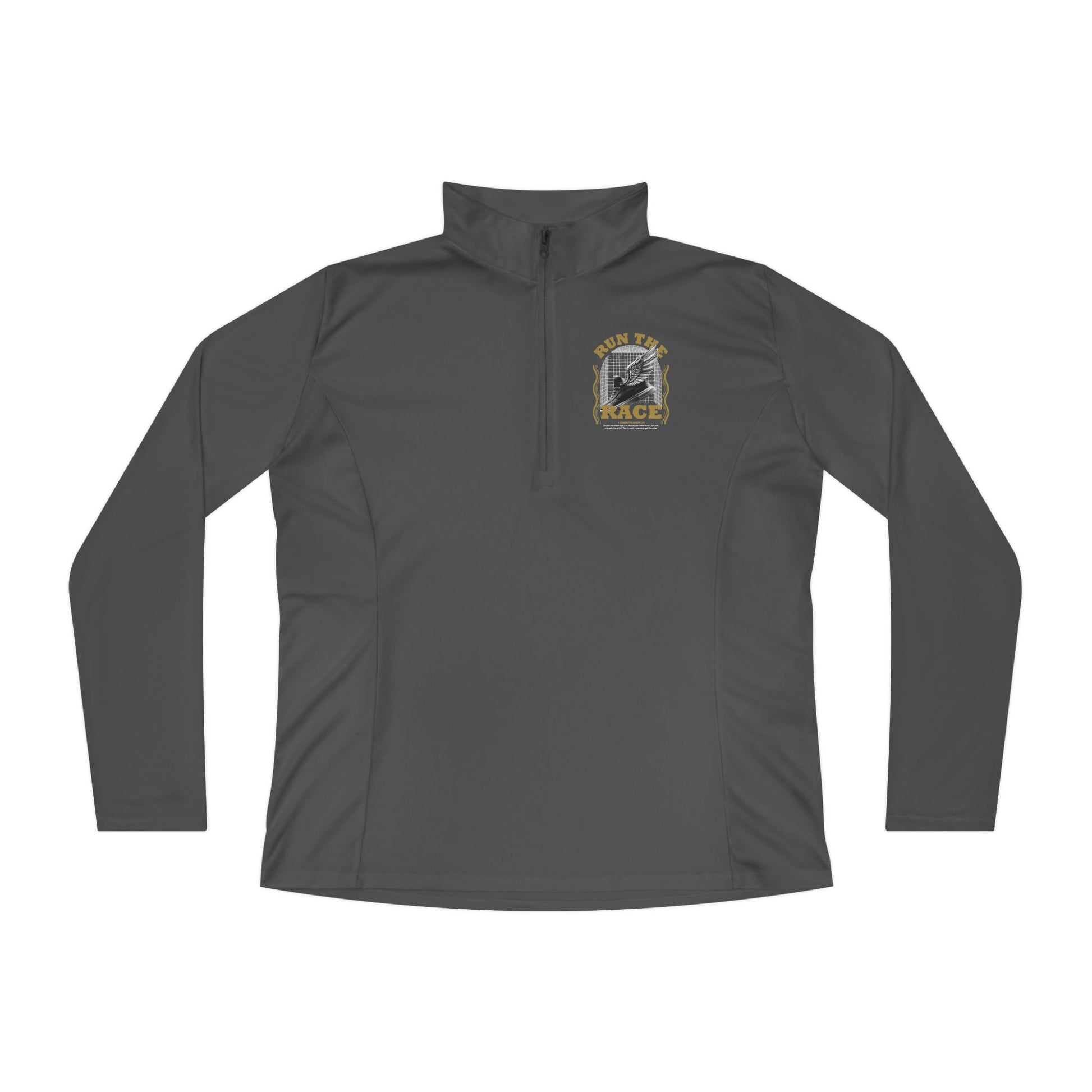 "Run The Race "  Unisex Ladies Quarter-Zip Pullover - The Shield of Light