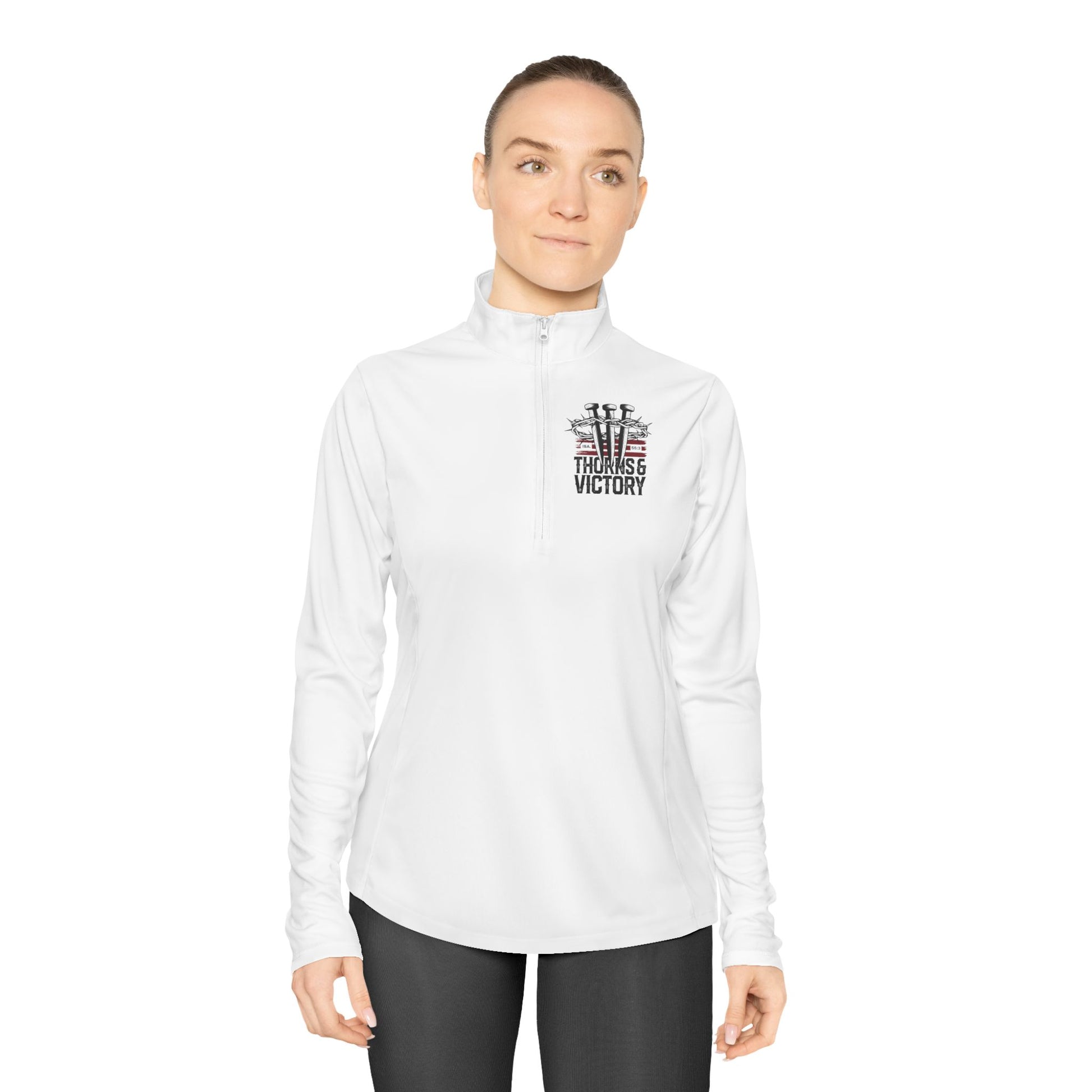 "Thorns & Victory" Unisex Ladies Quarter-Zip Pullover - The Shield of Light