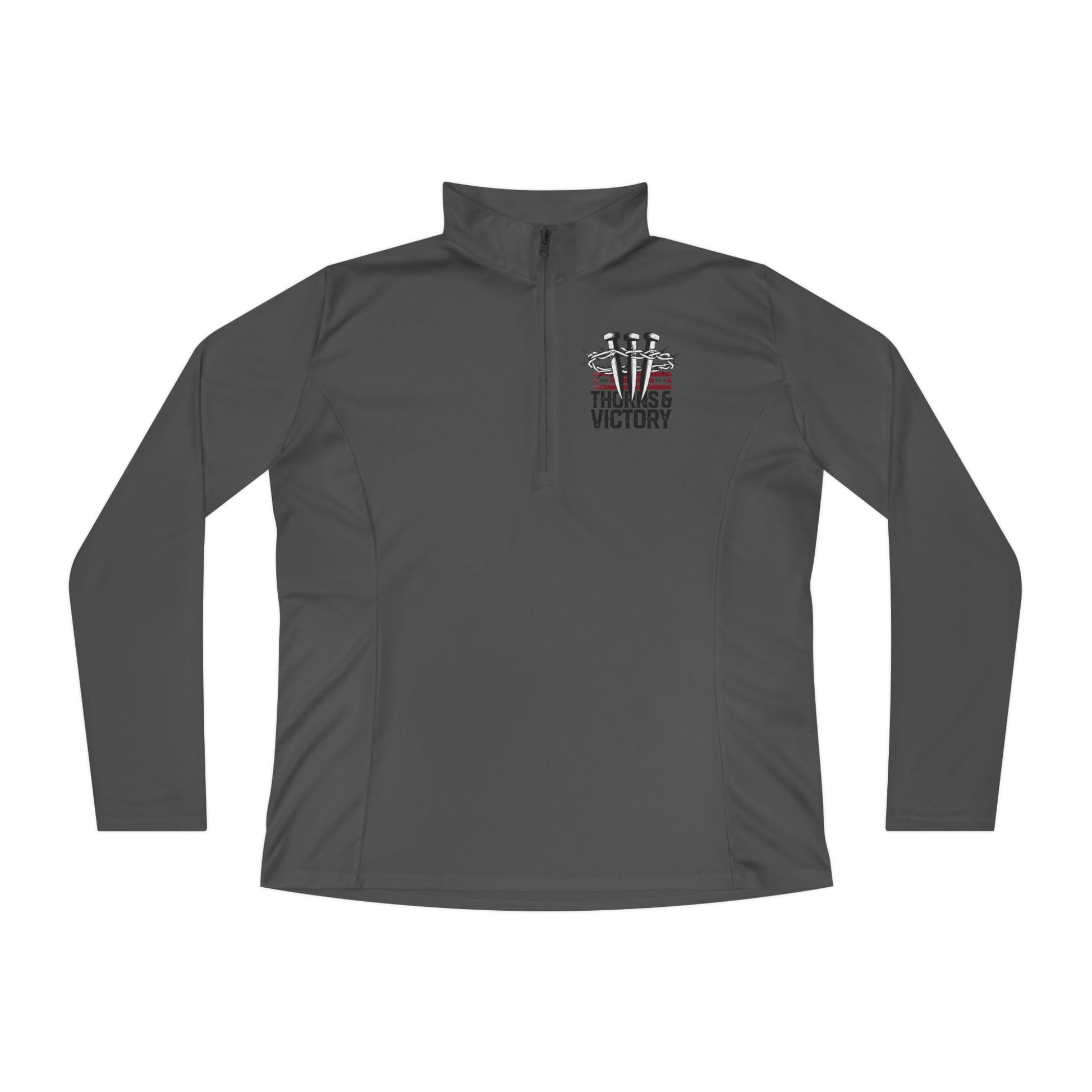 "Thorns & Victory" Unisex Ladies Quarter-Zip Pullover - The Shield of Light