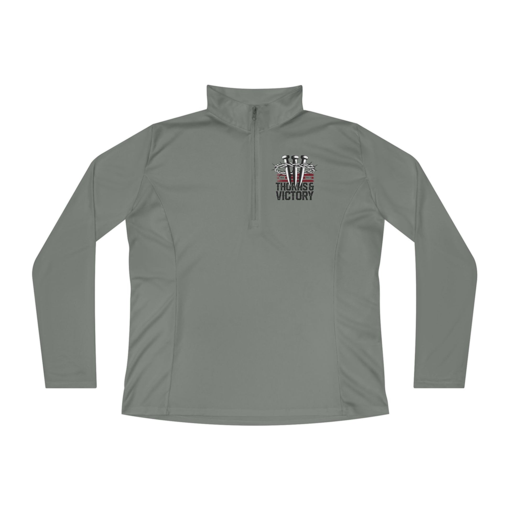 "Thorns & Victory" Unisex Ladies Quarter-Zip Pullover - The Shield of Light