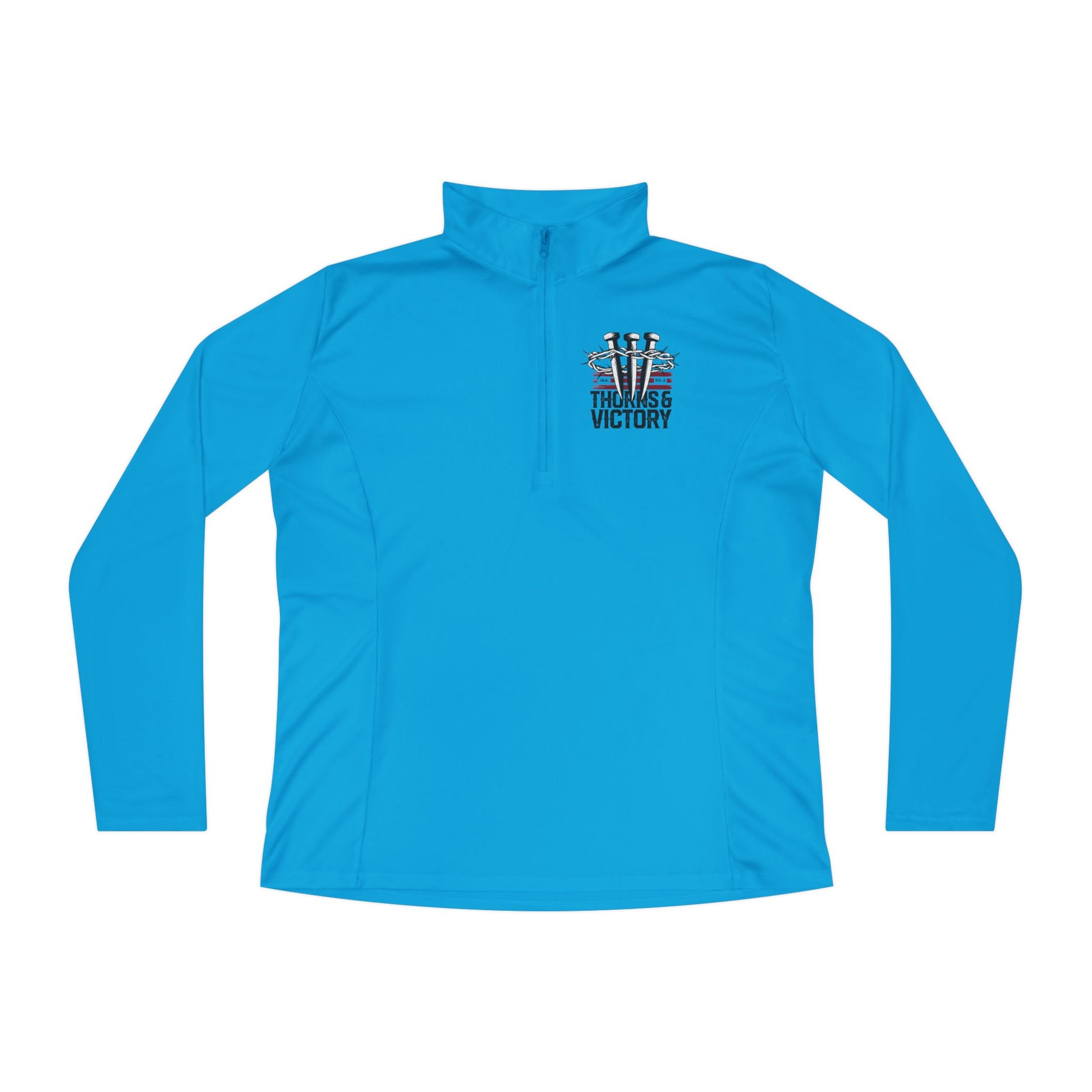 "Thorns & Victory" Unisex Ladies Quarter-Zip Pullover - The Shield of Light